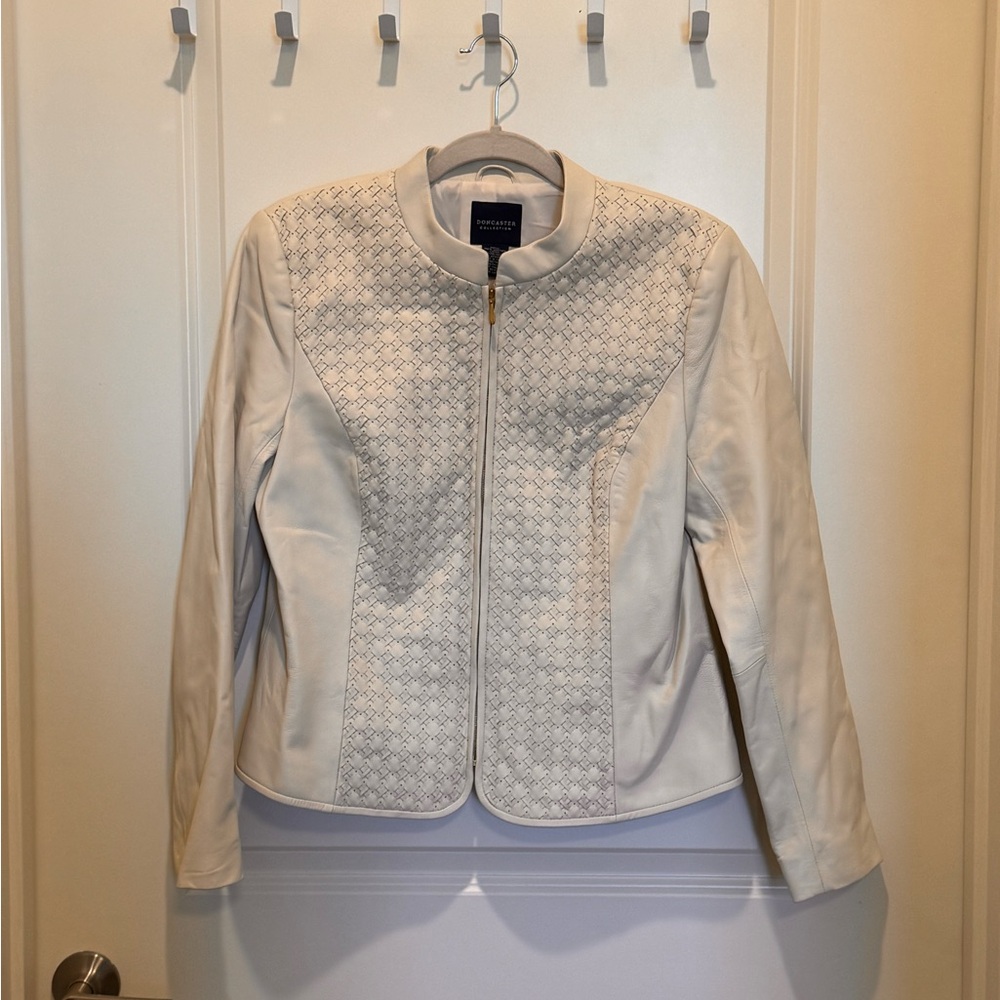 Doncaster Cream Quilted Leather Zip Jacket